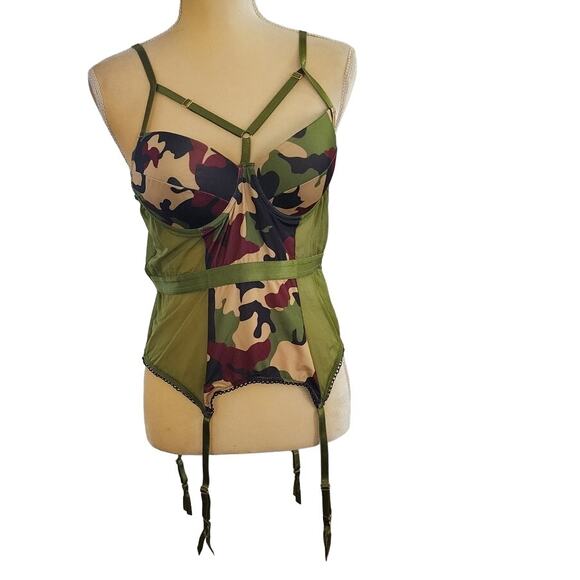 Just Sexy Lingerie Sheer Mesh Camo Bodysuit with matching Undies Size XL - Picture 1 of 7